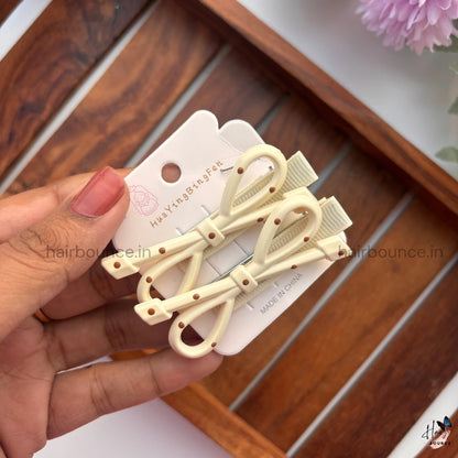 Minimal Nude Bow Hair Clips