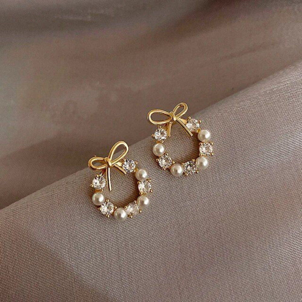 Bow Stone Earrings