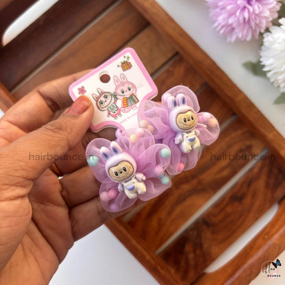 Cute Bunny Pom-Pom Organza Hair Rubber Bands