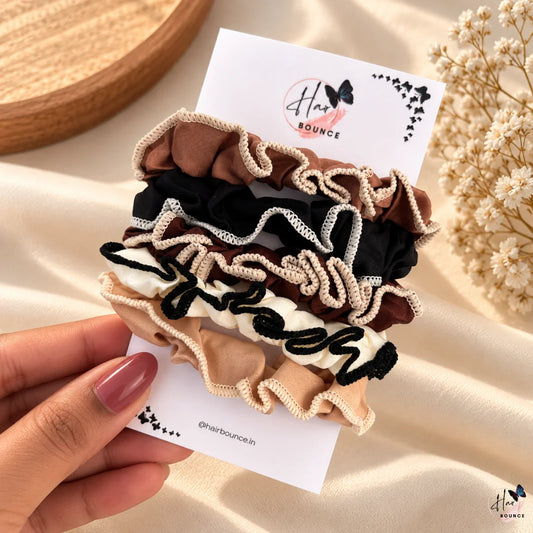 Elegant Satin Trim Scrunchie Hair Tie