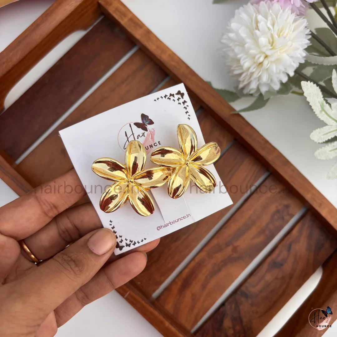 Glossy Metallic Floral Center Hair Clip