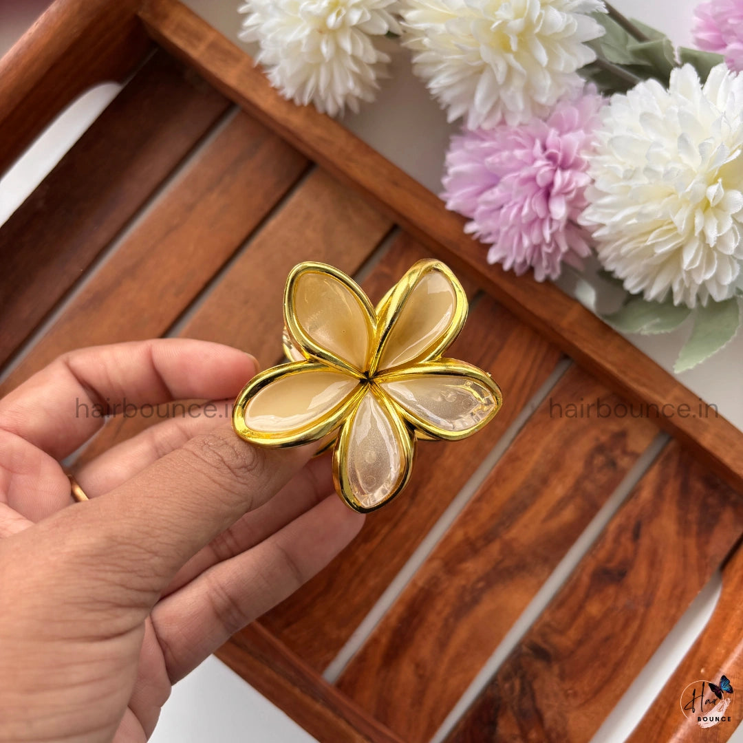 Golden Petal Flower Hair Claw - Medium