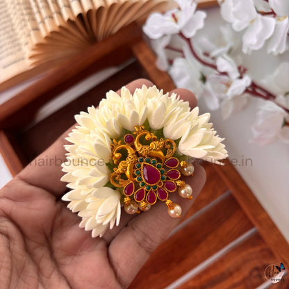 Traditional Kemp Peacock Floral Center Hair Clip