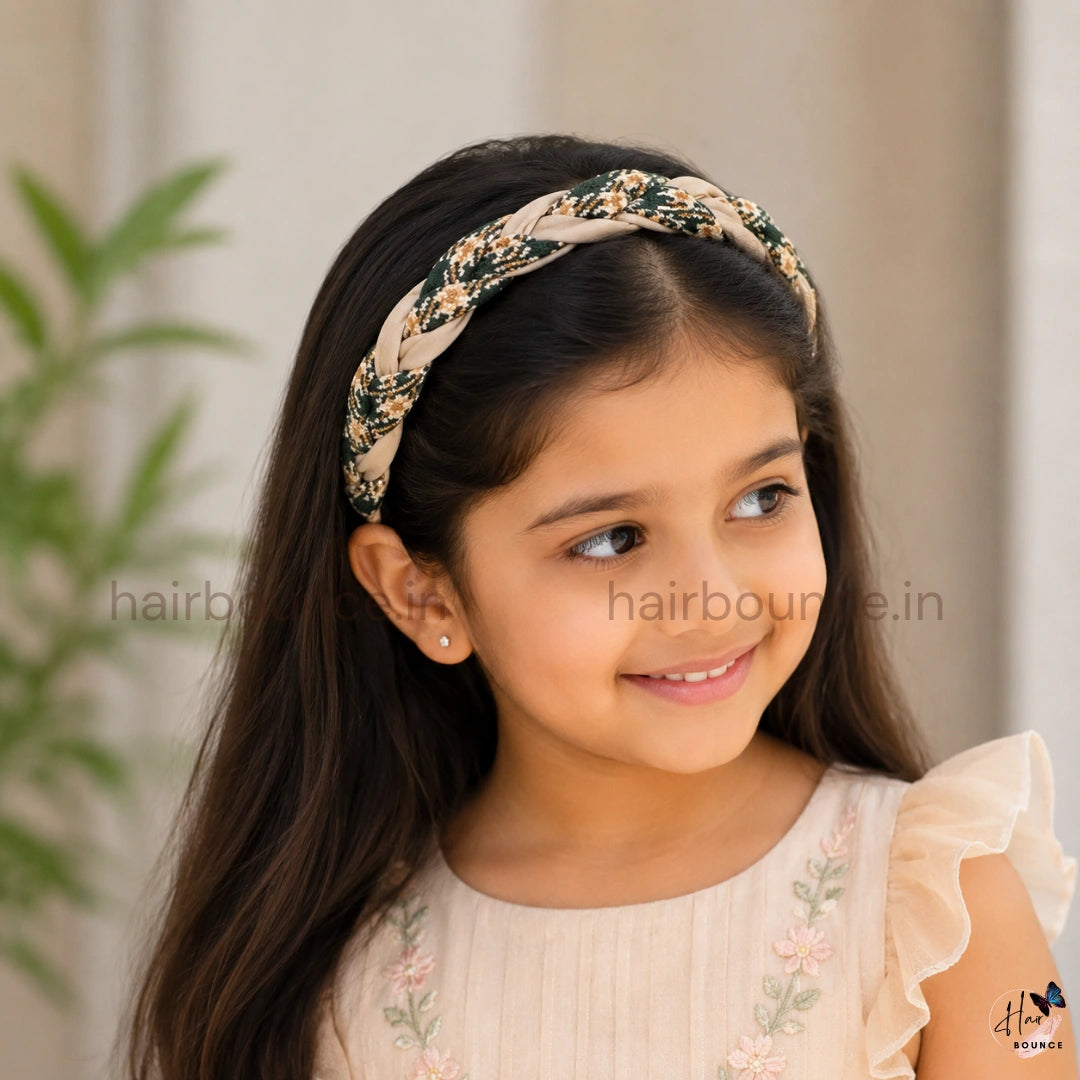 Elegant Braided Tweed Headband for Women & Girls – Soft Knotted Hair Band
