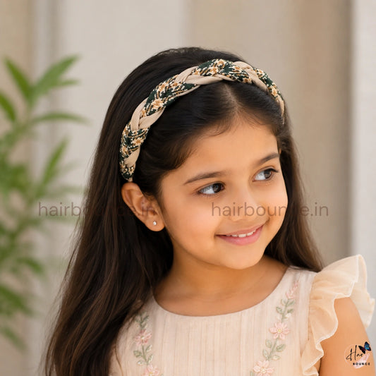 Elegant Braided Tweed Headband for Women & Girls – Soft Knotted Hair Band