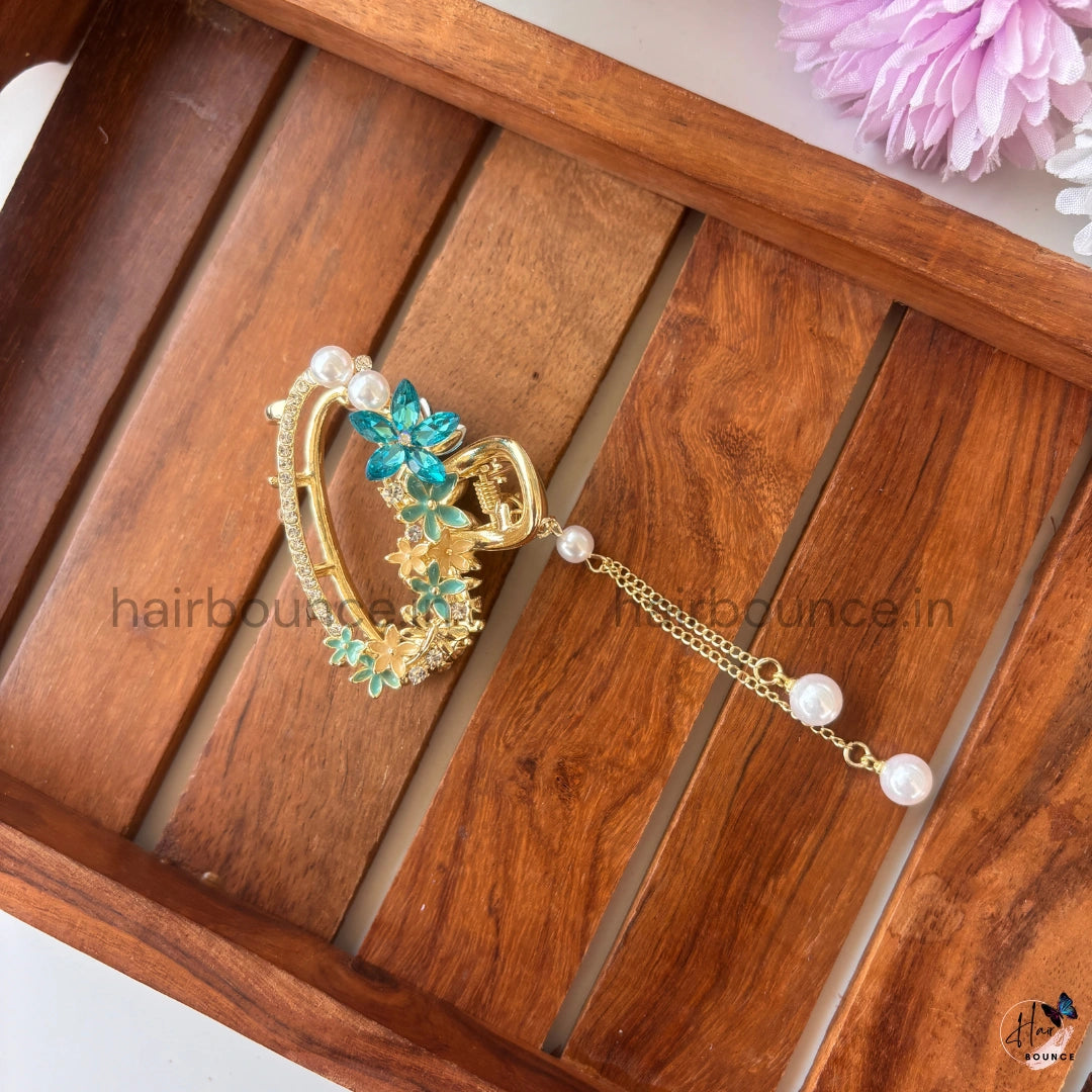 Eternal Bloom Pearl Hanging Hair Claw – Medium