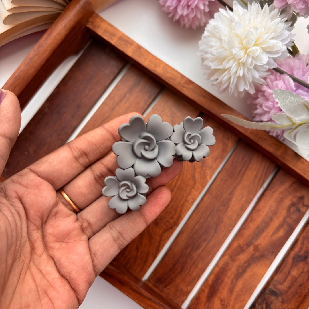 Matte Blossom Rose Hair Claw – Medium