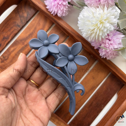 Matte Twin Blossom Vine Hair Claw – Large