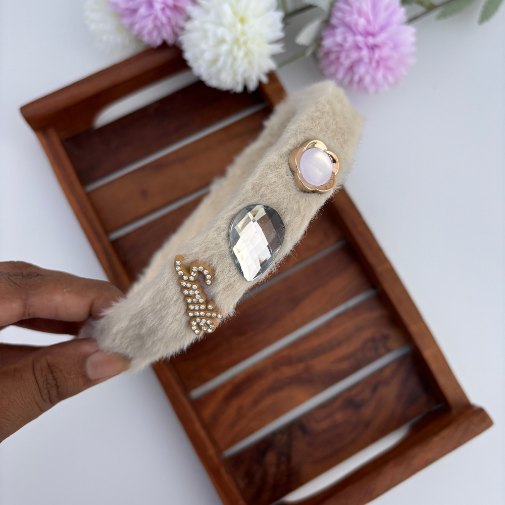 Glam Furry Jewel Headband