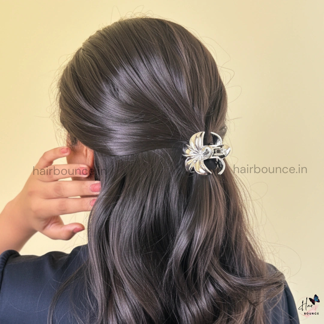 Flower Coated Hair Claw - Small