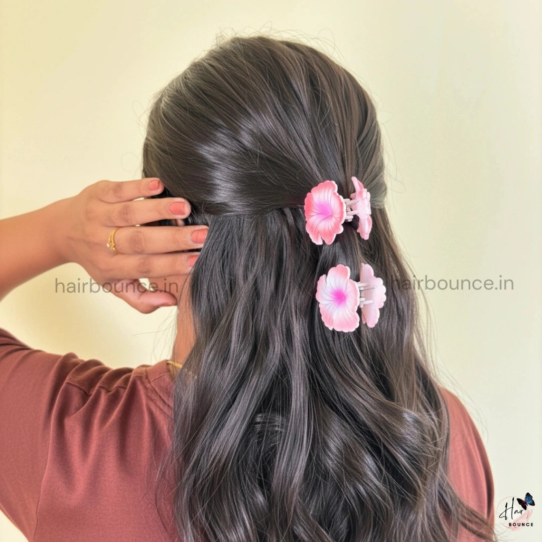 Dual Colour Matte Hibiscus Hair Claw - Small