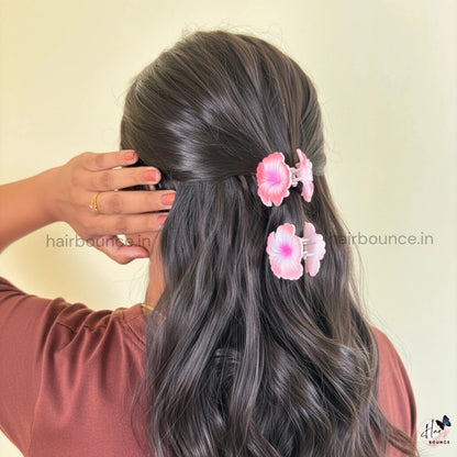 Dual Colour Matte Hibiscus Hair Claw - Small