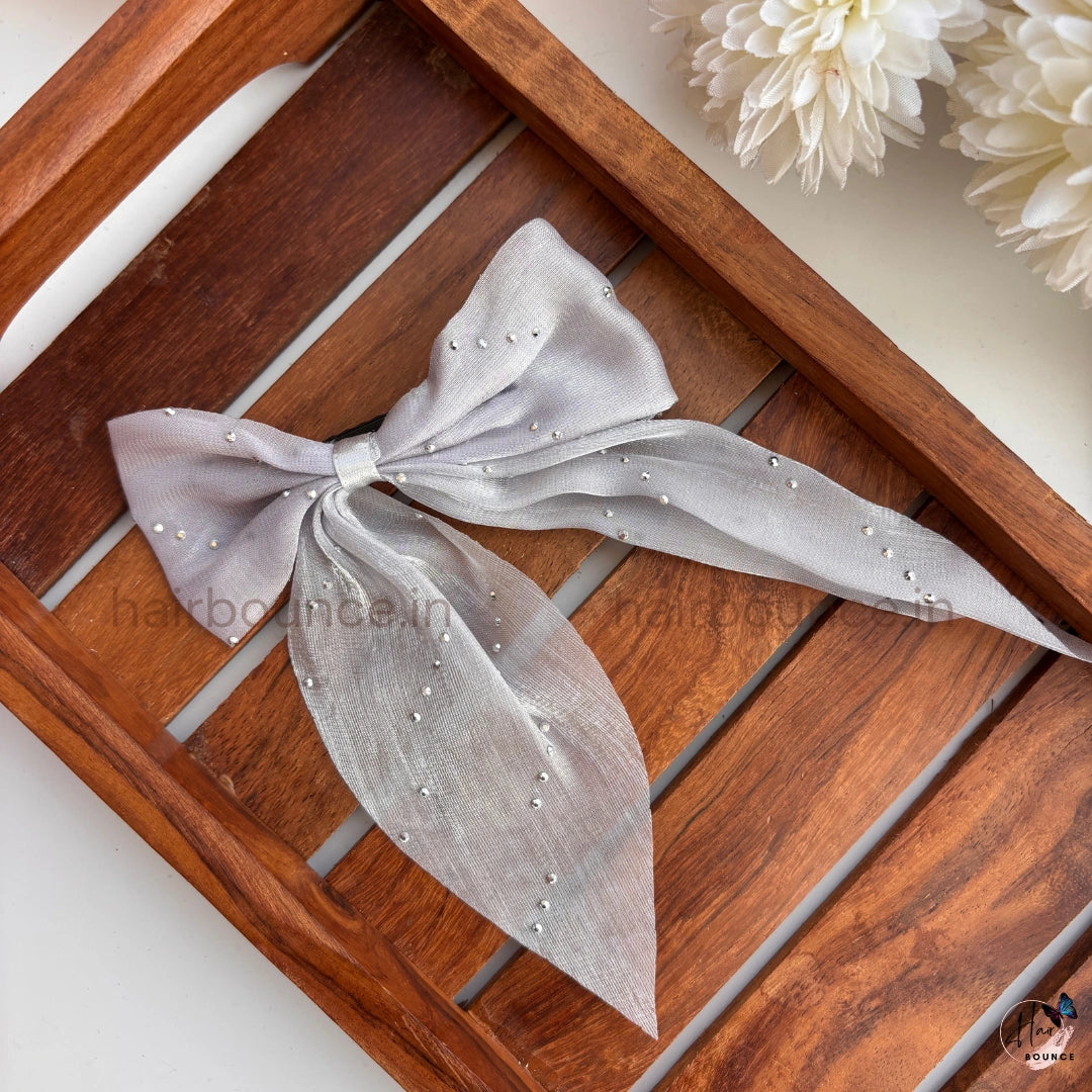 Crystal Glow Ribbon Bow Clip