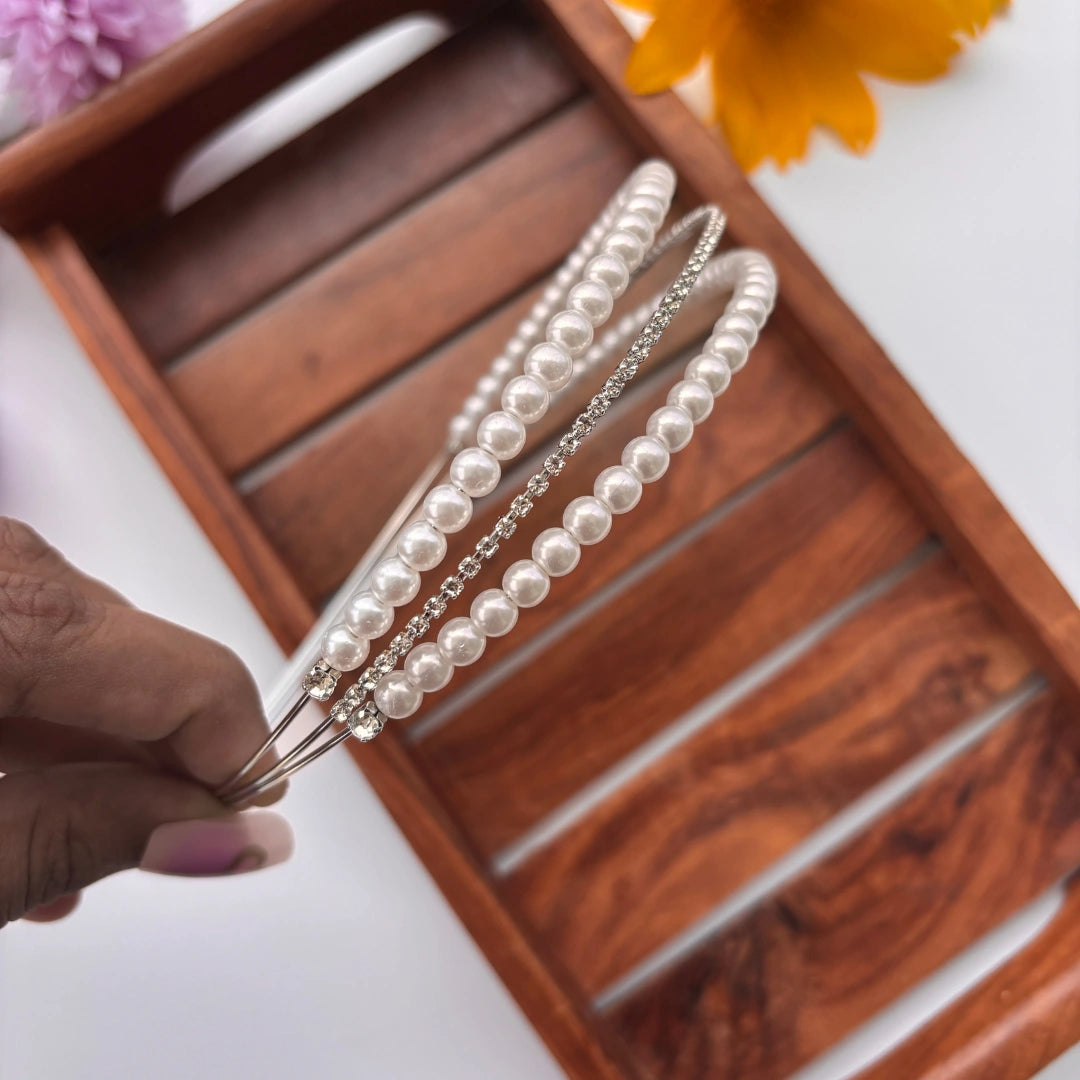 Three Layer Pearl Stone Headband