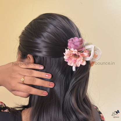 Velvet Bloom Flower Hair Claw - Medium