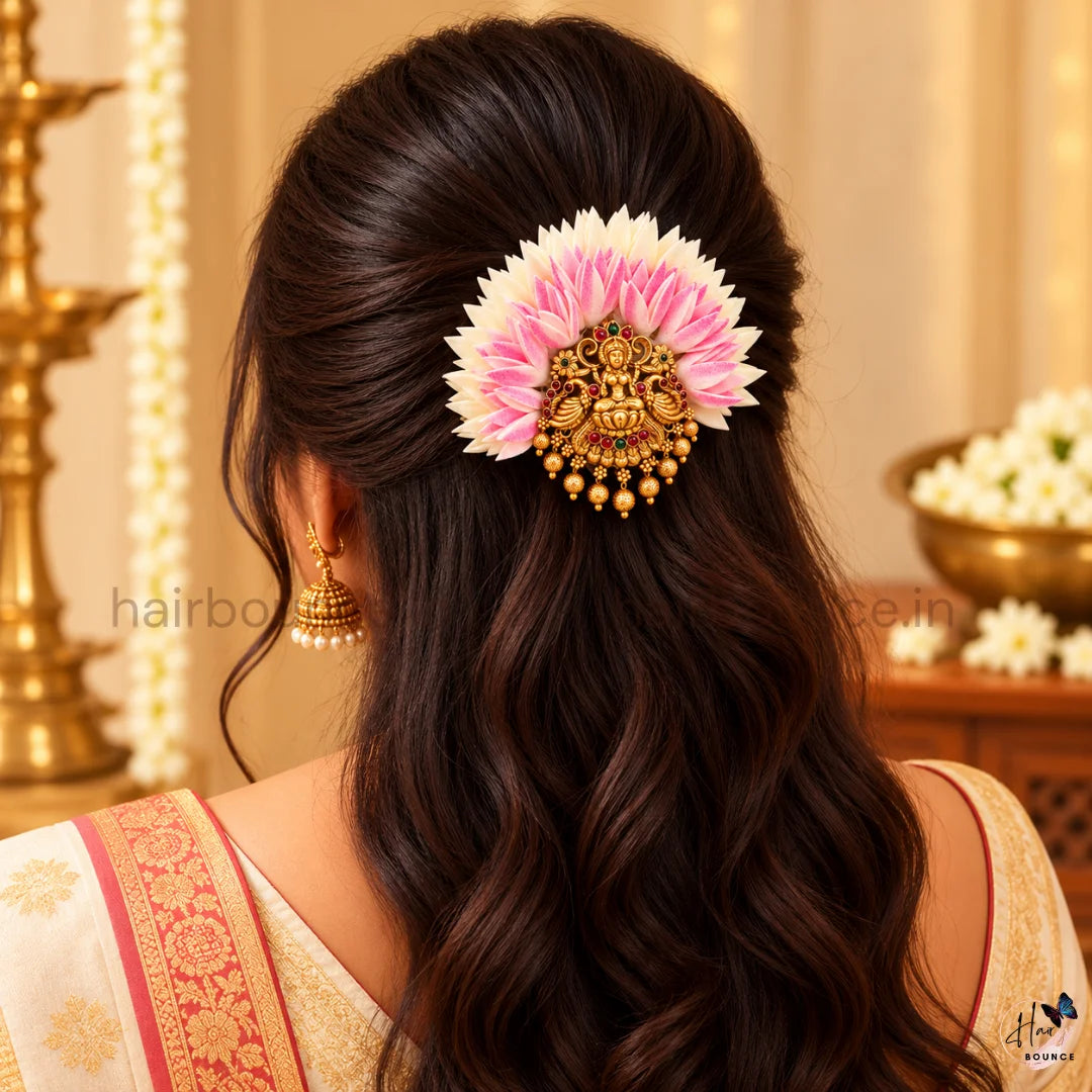 Divine Lakshmi Jathi & Pitchi Poo Floral Center Hair Clip