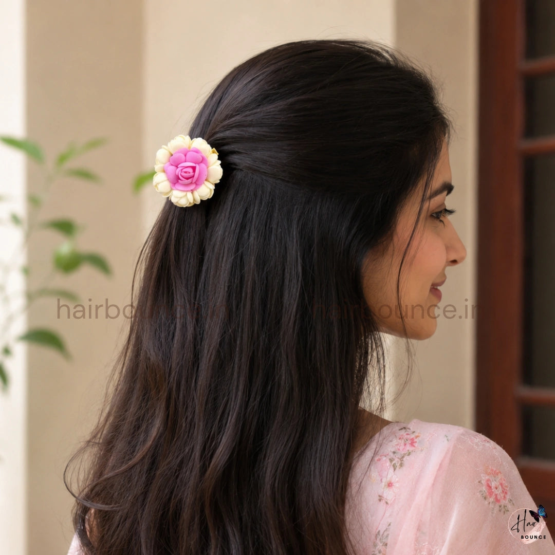 Malli Poo Rose Floral Alligator Hair Clip