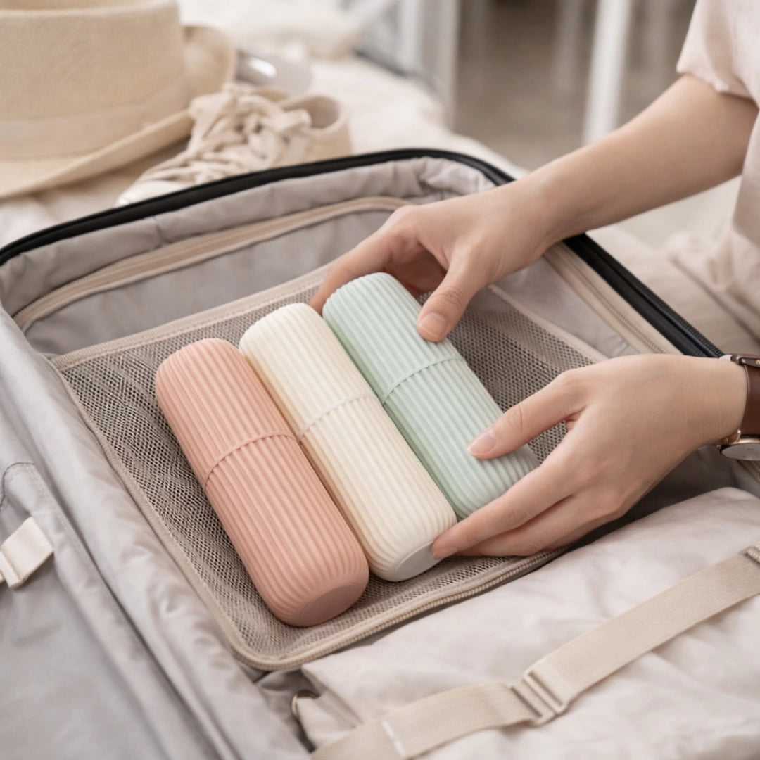 Multipurpose Capsule Bottle Storage Organizer – Portable Travel Case for Toothbrush, Cosmetics & Accessories