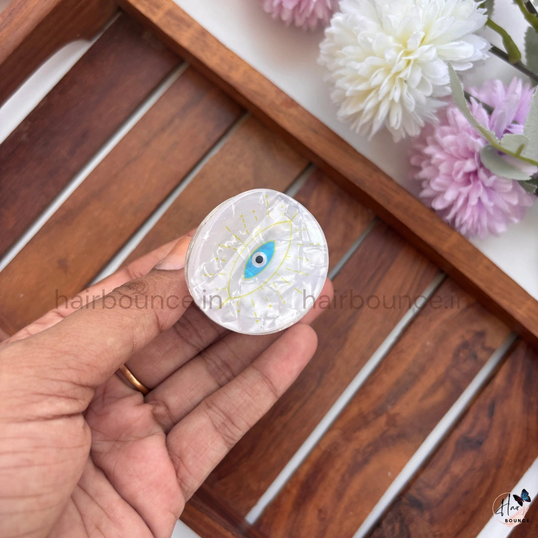 Evil Eye Marble Round Hair Claw – Medium