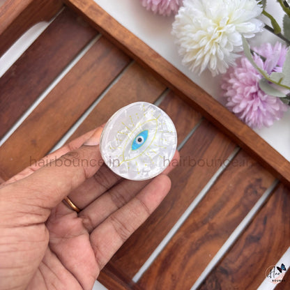 Evil Eye Marble Round Hair Claw – Medium