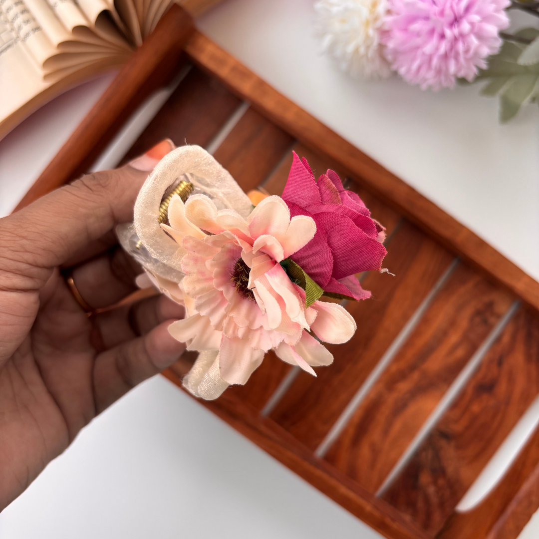 Velvet Bloom Flower Hair Claw - Medium