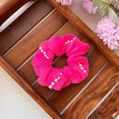 Luxury Pearl Fur Scrunchie
