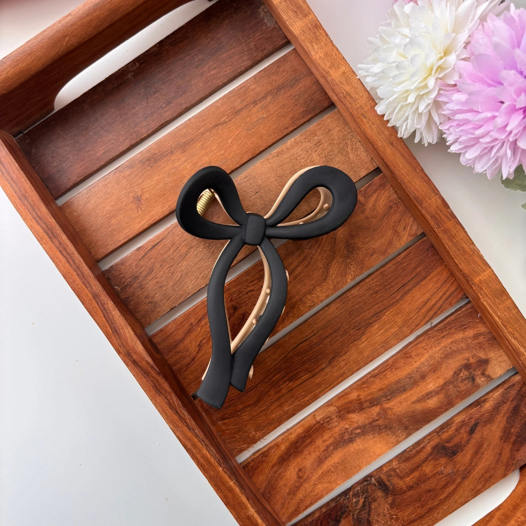 Dual Colour Ribbon Bow Hair Claw - Large