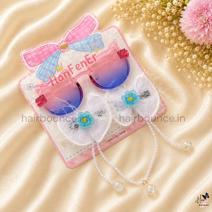 Princess Kids Sunglasses & Bow Hair Clip Gift Set - Sunglasses with Matching Hair Bows