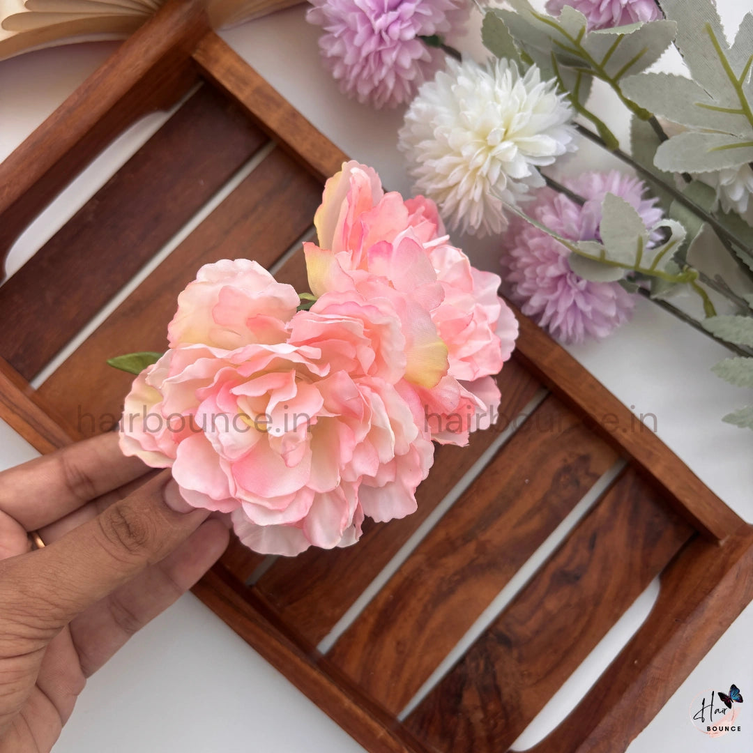 Elegant Twin Peony Curved Clip - Large