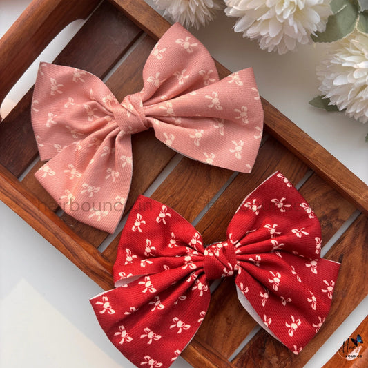 Mini Floral Print Bow Hair Clip