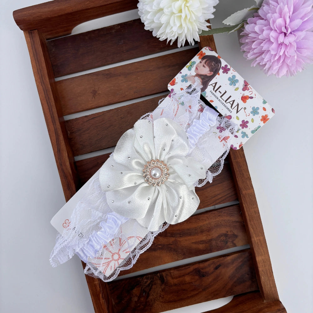 Pearl Flower Lace Newborn Headband