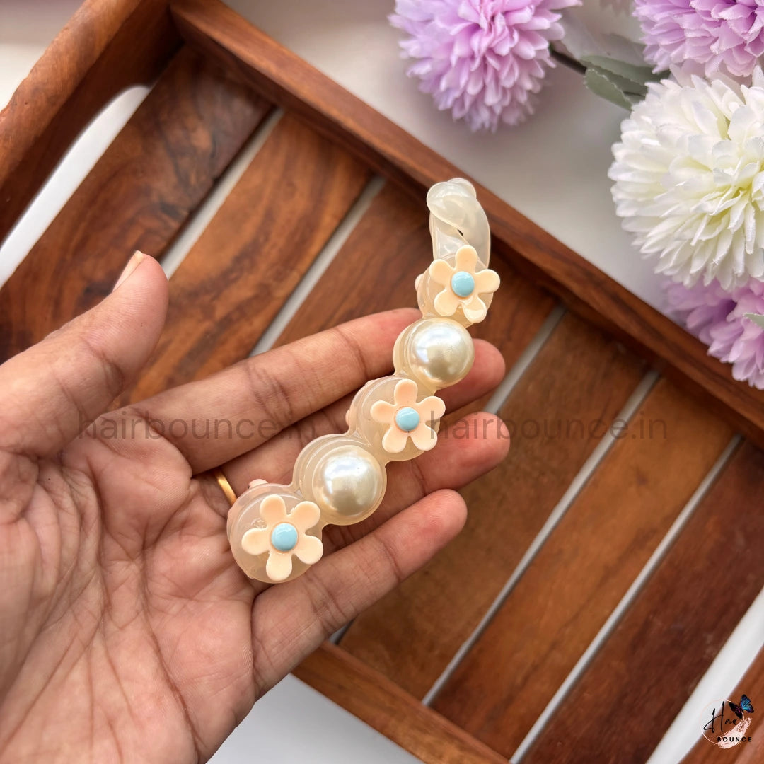 Pearl Blossom Banana Hair Clip – Large