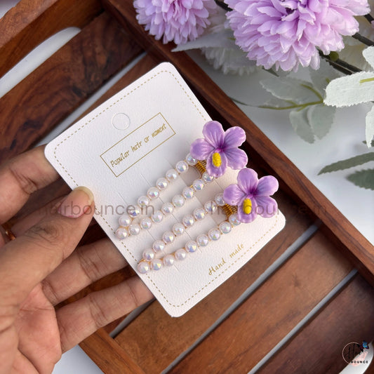 Pearl Blossom Hair Clip Set – Pack of 2
