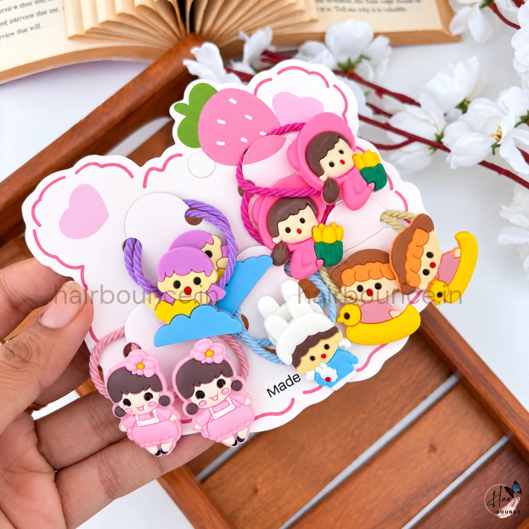 Cute Cartoon Hair Ties for Girls – Set of 5