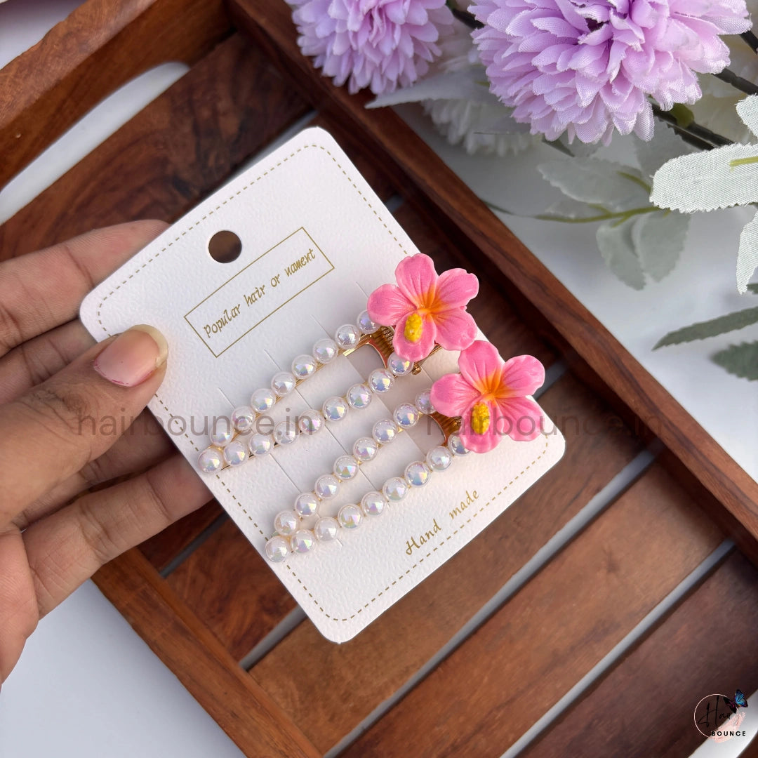 Pearl Blossom Hair Clip Set – Pack of 2