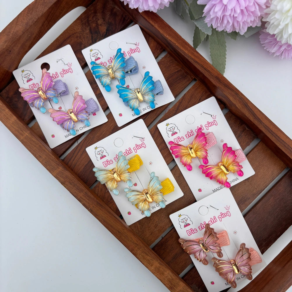 Pastel Lined Butterfly Clip Set