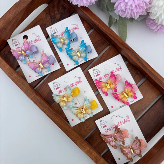 Pastel Lined Butterfly Clip Set
