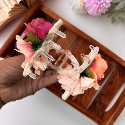 Velvet Bloom Flower Hair Claw - Medium