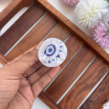 Evil Eye Marble Round Hair Claw – Medium