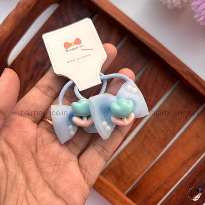 Pastel Bow Rubber Bands with Cute Charms