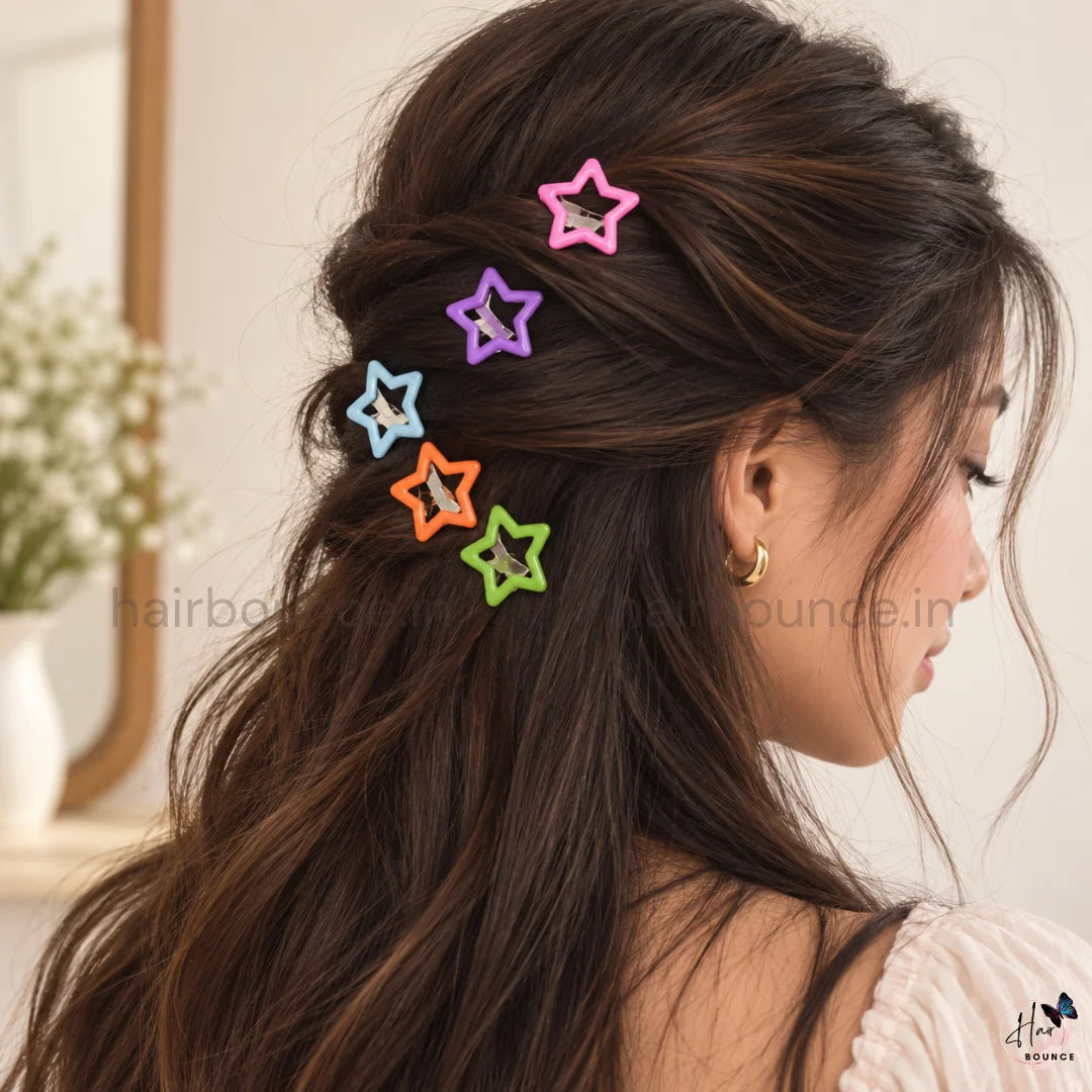 Trendy Star Tic Tac Hair Clips – Pack of 10