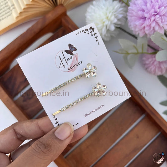 Elegant Crystal Floral Hair Pins – Pack of 2