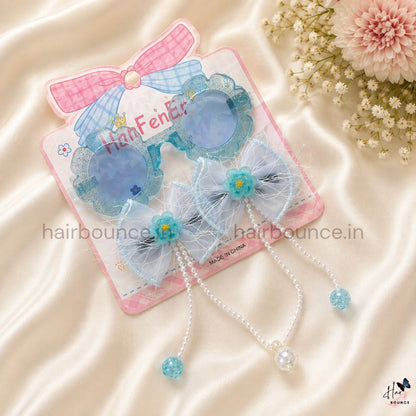 Princess Kids Sunglasses & Bow Hair Clip Gift Set - Sunglasses with Matching Hair Bows