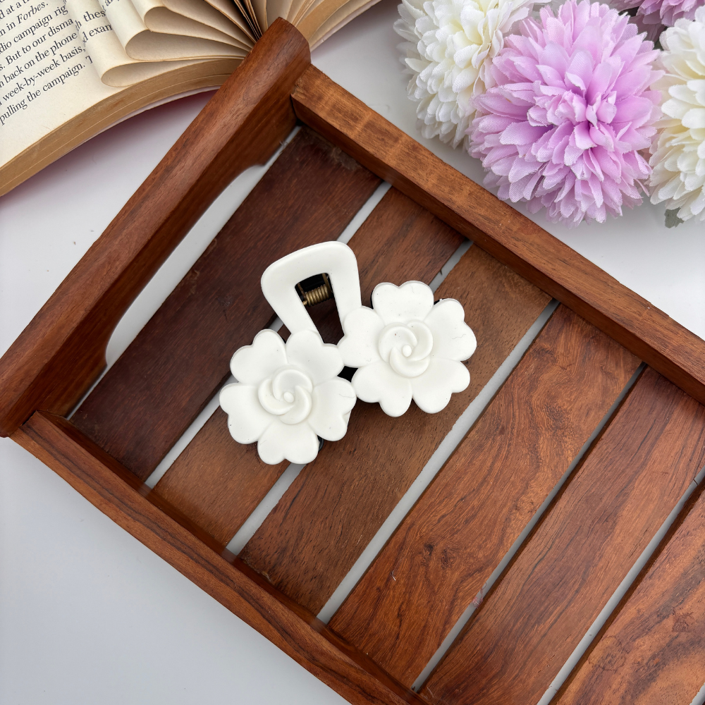 Dual Colour Rose Bloom Hair Claw - Large
