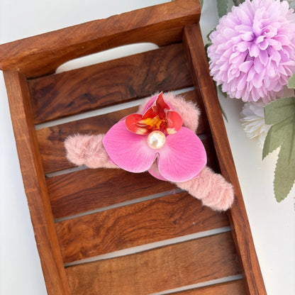Fur Loop with Flower Hair Claw - Large