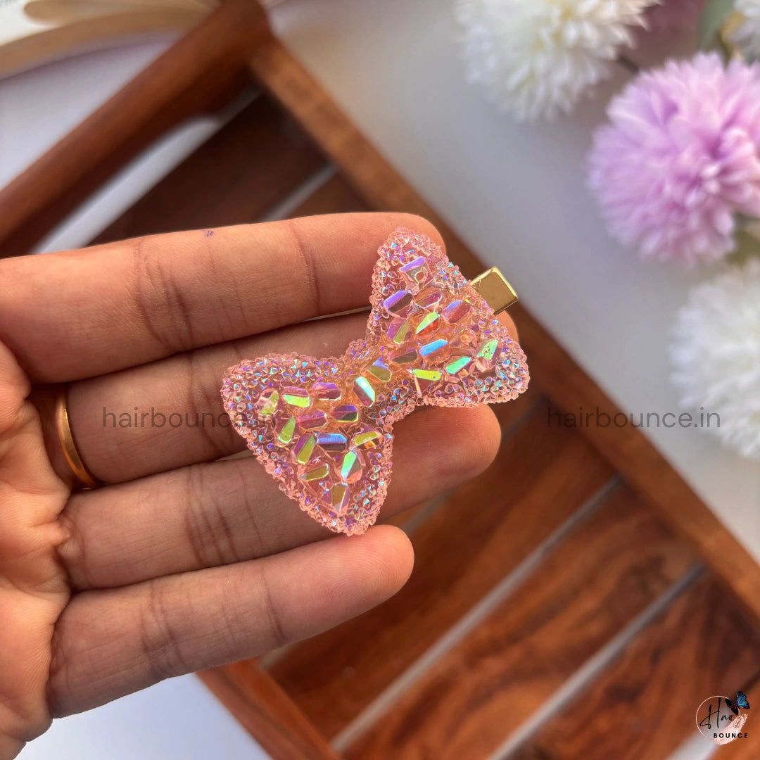 Holographic Sparkle Bow Hair Clip