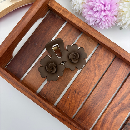 Dual Colour Rose Bloom Hair Claw - Large