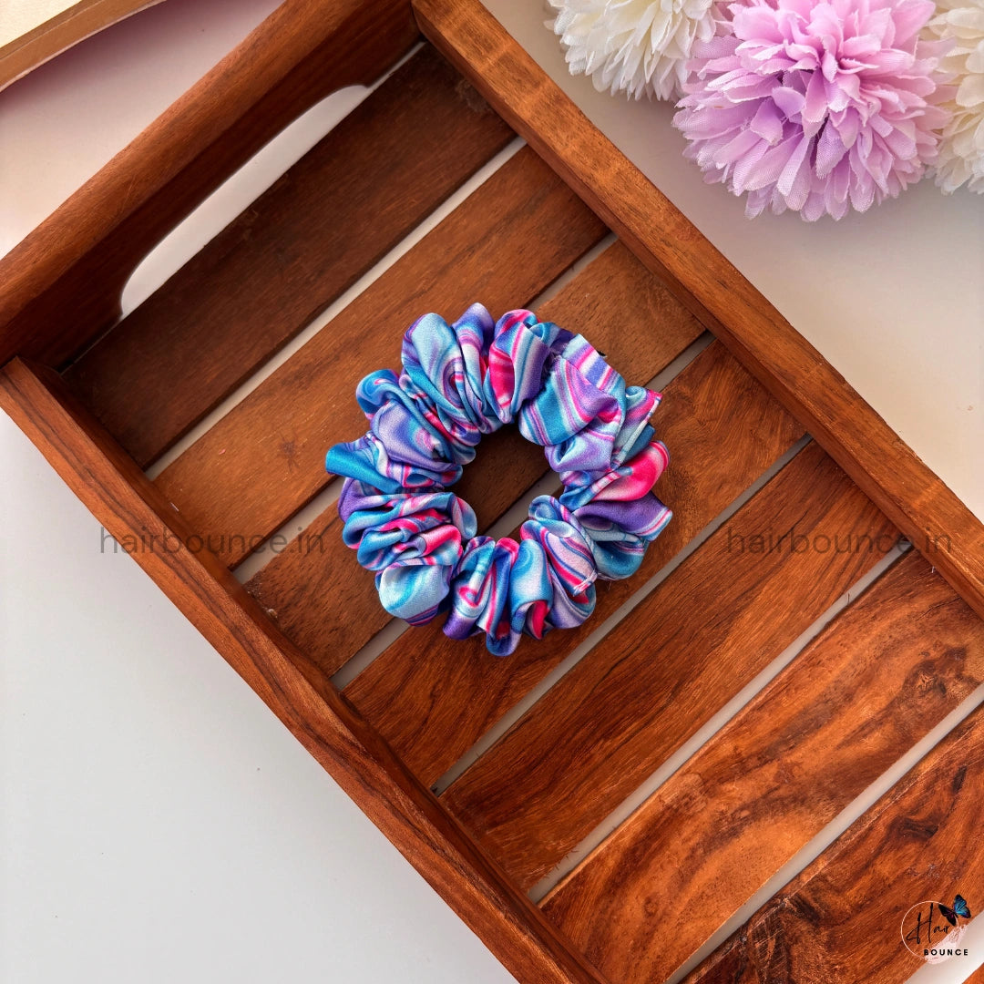 Candy Swirl Marble Satin Scrunchie - Small