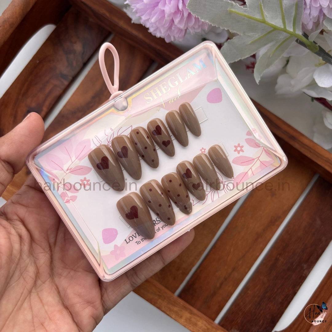 Sweetheart Press-On Nail Set – Reusable Fake Nails (12 Colours)