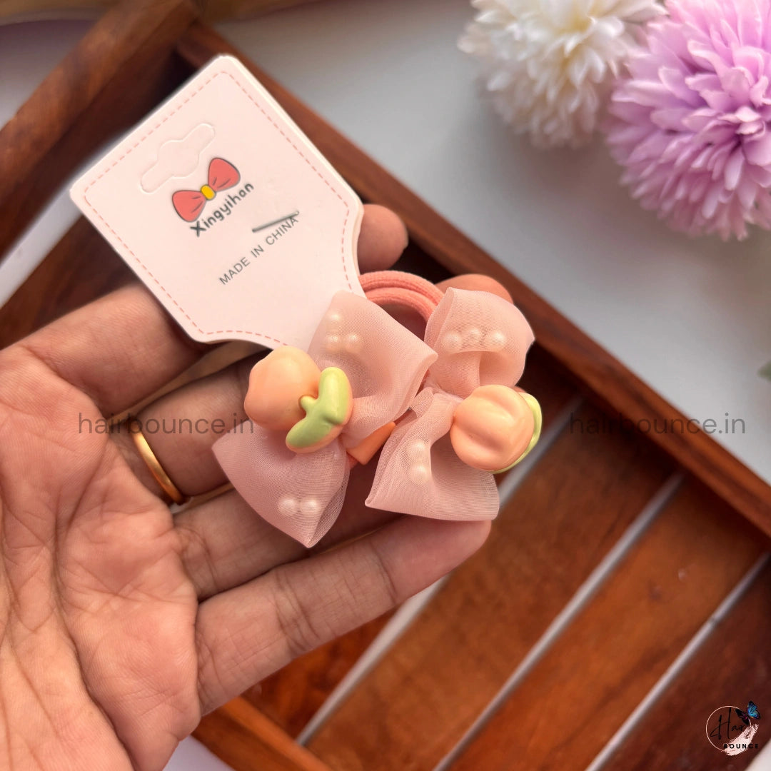 Pastel Bow Rubber Bands with Cute Charms